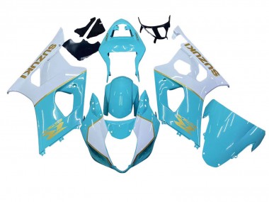 Descuento Carenados Moto Suzuki GSXR 1000 2003-2004 - Blanco Azul Claro Oro