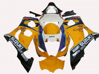 Descuento Carenados Moto Suzuki GSXR 1000 2003-2004 - Amarillo Blanco Azul Negro Corona