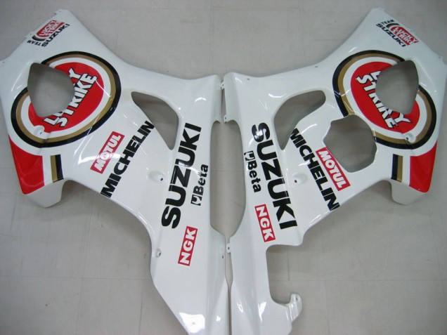 Descuento Carenados Moto Suzuki GSXR 1000 2003-2004 - Blanco Rojo Motul Lucky Strike