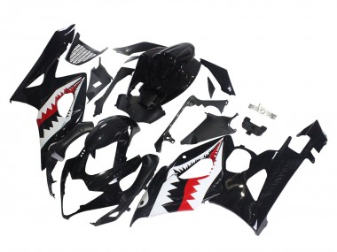 Descuento Carenados Moto Suzuki GSXR 1000 2005-2006 - Negro Brillante Rojo Blanco Tiburón