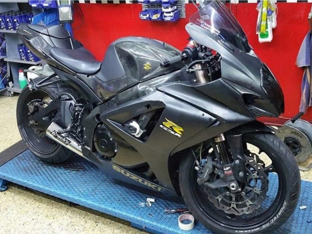 Descuento Carenados Moto Suzuki GSXR 1000 2007-2008 - Negro Mate Oro Calcomanía