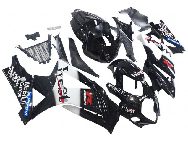 Descuento Carenados Moto Suzuki GSXR 1000 2007-2008 - Negro Brillante Blanco West