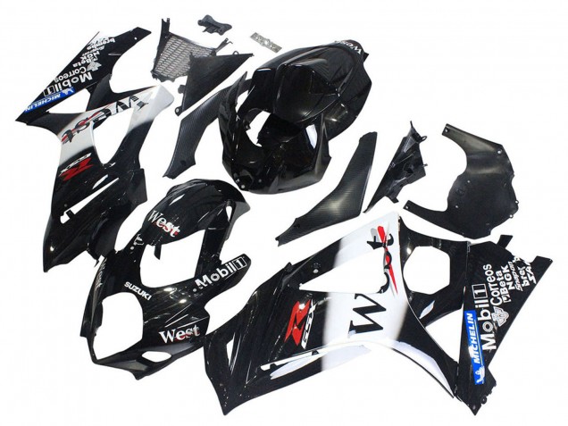 Descuento Carenados Moto Suzuki GSXR 1000 2007-2008 - Negro Brillante Blanco West
