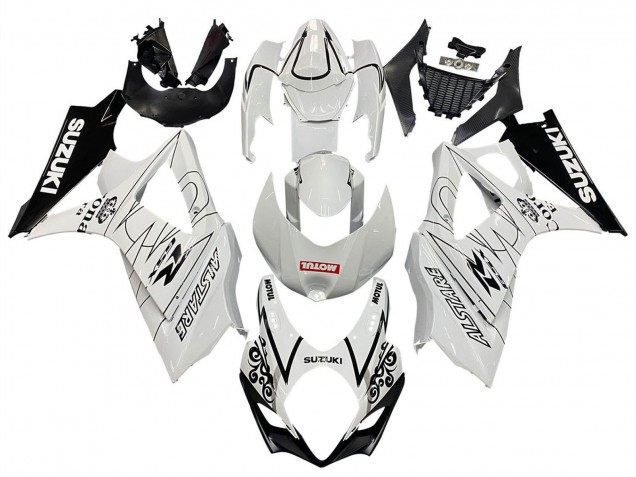 Descuento Carenados Moto Suzuki GSXR 1000 2007-2008 - Blanco Negro Alstare Corona Motul
