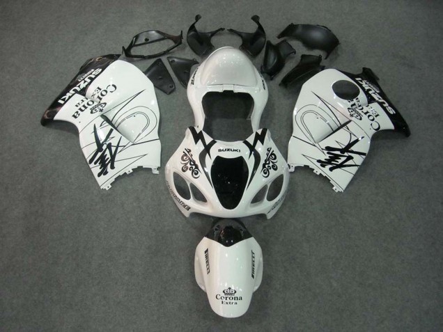 Descuento Carenados Moto Suzuki GSXR 1300 Hayabusa 1996-2007 - Blanco Negro Corona