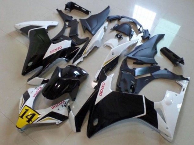 Descuento Carenados Moto Honda CBR500R 2013-2015 - Blanco Amarillo Negro Brillante DENSO