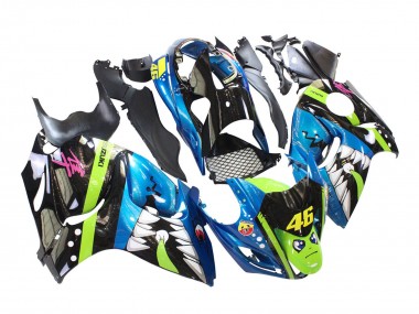 Descuento Carenados Moto Suzuki GSXR 1300 Hayabusa 2008-2020 - Azul Verde Negro Tiburón 46
