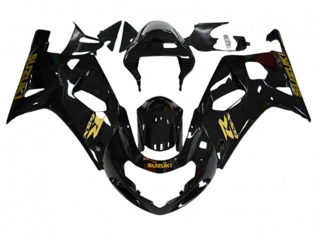 Descuento Carenados Moto Suzuki GSXR 600 / GSXR 750 2001-2003 - Negro Brillante Oro Calcomanía