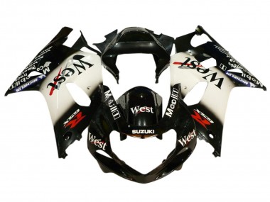Descuento Carenados Moto Suzuki GSXR 600 / GSXR 750 2001-2003 - Negro Brillante Blanco West Rojo