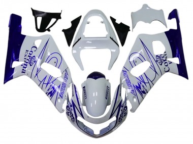 Descuento Carenados Moto Suzuki GSXR 600 / GSXR 750 2001-2003 - Blanco Azul Corona Alstare
