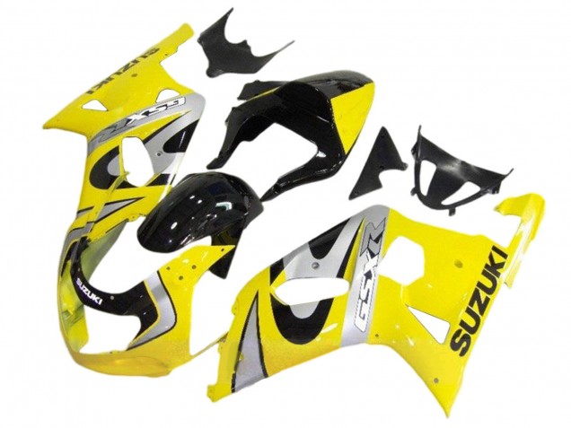 Descuento Kits Carenado Moto Suzuki GSXR 600 / GSXR 750 2001-2003 - Amarillo Plata Negro Brillante