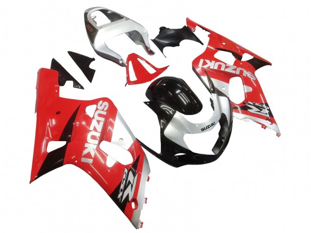 Descuento Carenado Moto Suzuki GSXR 600 / GSXR 750 2001-2003 - Rojo Blanco Negro Brillante