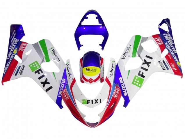 Descuento Carenados Moto Suzuki GSXR 600 / GSXR 750 2004-2005 - Blanco Azul Rojo Amarillo Verde Fixi