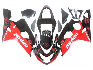 Descuento Carenados Moto Suzuki GSXR 600 / GSXR 750 2004-2005 - Negro Brillante Rojo Jordan Michelin