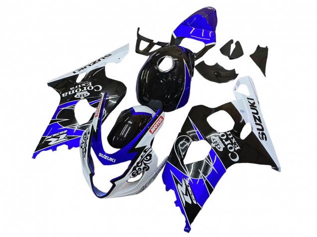Descuento Carenado Moto Suzuki GSXR 600 / GSXR 750 2004-2005 - Blanco Azul Negro Corona Motul