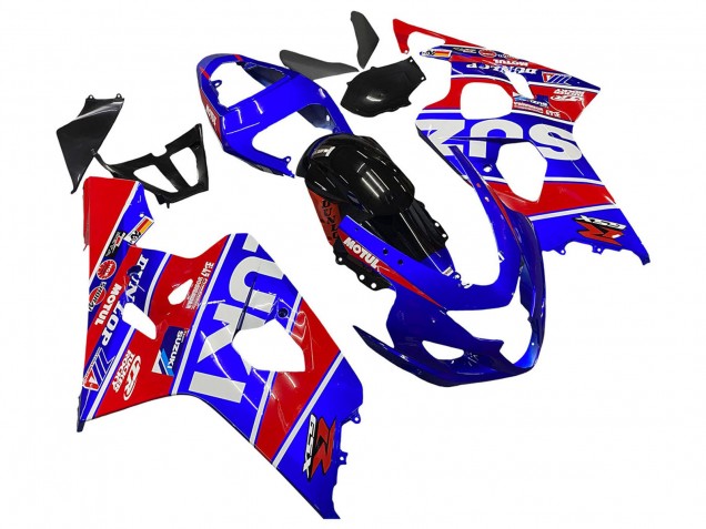 Descuento Carenados Moto Suzuki GSXR 600 / GSXR 750 2004-2005 - Azul Rojo Negro Motul Dunlop