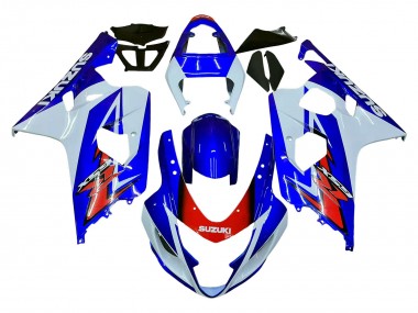 Descuento Carenado Moto Suzuki GSXR 600 / GSXR 750 2004-2005 - Blanco Azul Rojo