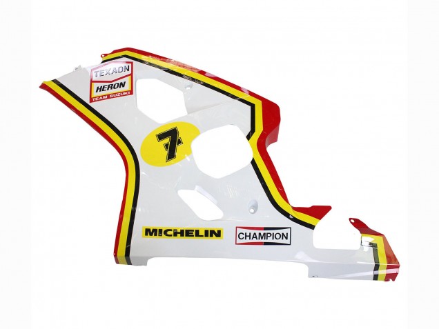 Descuento Carenados Moto Suzuki GSXR 600 / GSXR 750 2004-2005 - Blanco Rojo Amarillo Michelin Texaon Heron 7