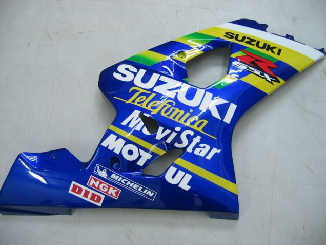 Descuento Carenados Moto Suzuki GSXR 600 / GSXR 750 2004-2005 - Azul Blanco Amarillo Verde Telefonica Motul MoviStar
