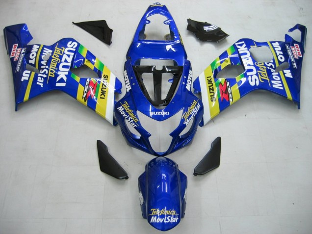 Descuento Carenados Moto Suzuki GSXR 600 / GSXR 750 2004-2005 - Azul Blanco Amarillo Verde Telefonica Motul MoviStar