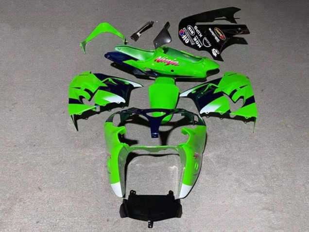 Descuento Carenado Moto Kawasaki ZX9R 2000-2001 - Verde Blanco Negro Brillante