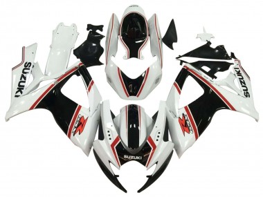 Descuento Carenado Moto Suzuki GSXR 600 / GSXR 750 2006-2007 - Blanco Negro Rojo