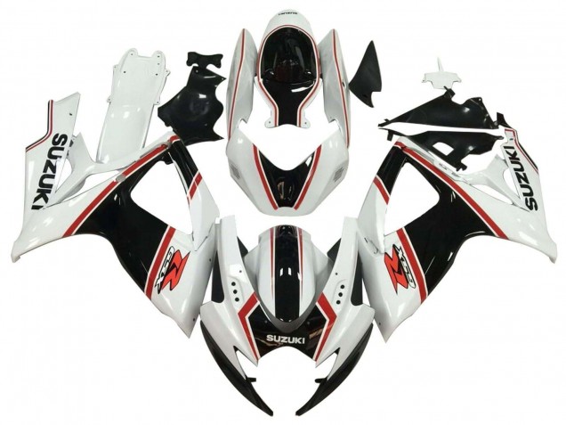 Descuento Carenado Moto Suzuki GSXR 600 / GSXR 750 2006-2007 - Blanco Negro Rojo