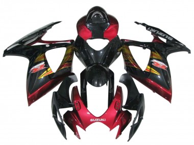 Descuento Carenado Moto Suzuki GSXR 600 / GSXR 750 2006-2007 - Negro Brillante Rojo Oro