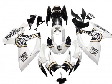 Descuento Carenados Moto Suzuki GSXR 600 / GSXR 750 2006-2007 - Blanco Negro Lucky Strike Motul