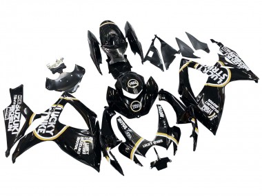 Descuento Carenados Moto Suzuki GSXR 600 / GSXR 750 2006-2007 - Negro Brillante Blanco Motul Lucky Strike