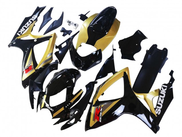 Descuento Carenados Moto Suzuki GSXR 600 / GSXR 750 2006-2007 - Oro Negro Brillante Rojo