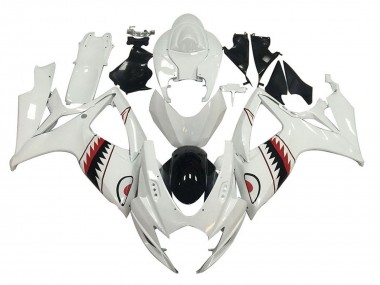 Descuento Carenados Moto Suzuki GSXR 600 / GSXR 750 2006-2007 - Blanco Rojo Negro Tiburón