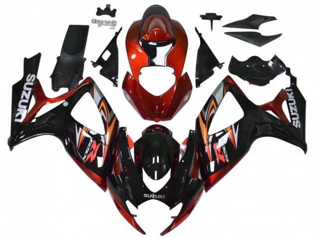 Descuento Carenados Moto Suzuki GSXR 600 / GSXR 750 2006-2007 - Rojo Negro Brillante Naranja