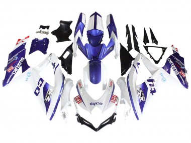 Descuento Carenados Moto Suzuki GSXR 600 / GSXR 750 2008-2010 - Blanco Azul Negro Tyco
