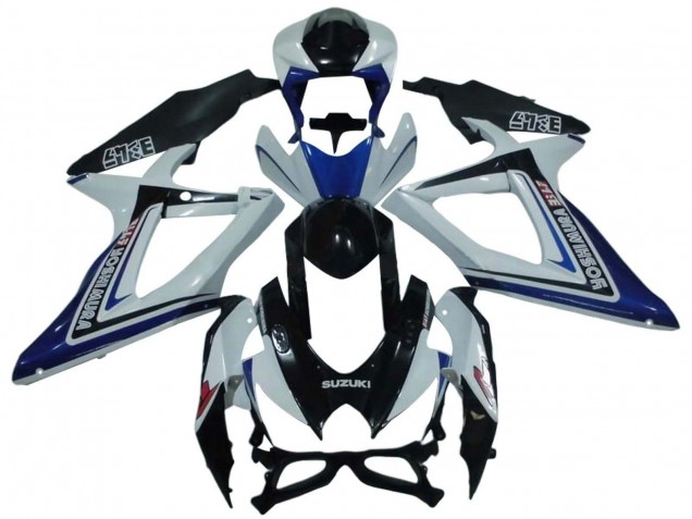 Descuento Carenados Moto Suzuki GSXR 600 / GSXR 750 2008-2010 - Blanco Azul Negro Brillante Alstare