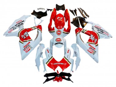 Descuento Carenados Moto Suzuki GSXR 600 / GSXR 750 2008-2010 - Blanco Rojo Motul Lucky Strike