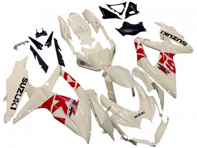 Descuento Carenados Moto Suzuki GSXR 600 / GSXR 750 2008-2010 - Crema Blanco Rojo Negro