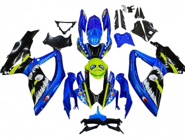 Descuento Carenados Moto Suzuki GSXR 600 / GSXR 750 2008-2010 - Azul Fluorescent Verde Tiburón