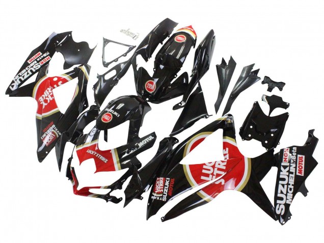 Descuento Carenados Moto Suzuki GSXR 600 / GSXR 750 2008-2010 - Negro Brillante Rojo Blanco Motul Lucky Strike
