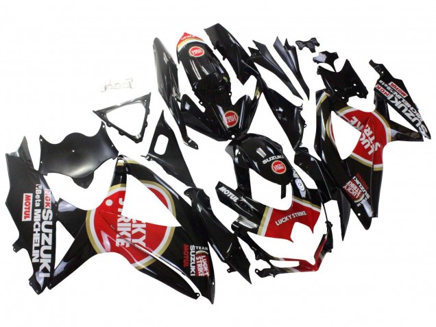 Descuento Carenados Moto Suzuki GSXR 600 / GSXR 750 2008-2010 - Negro Brillante Rojo Blanco Motul Lucky Strike