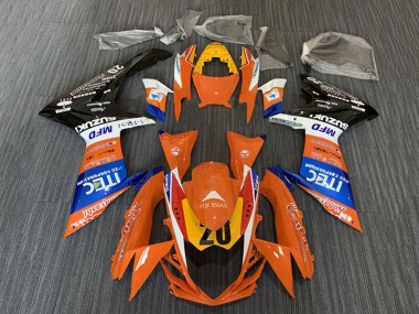 Descuento Carenados Moto Suzuki GSXR 600 / GSXR 750 2008-2010 - Naranja Azul Blanco Negro ITEC