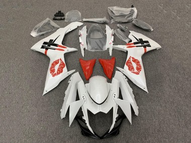 Descuento Carenados Moto Suzuki GSXR 600 / GSXR 750 2008-2010 - Blanco Rojo Lipstick