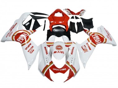 Descuento Carenados Moto Suzuki GSXR 600 / GSXR 750 2008-2010 - Blanco Rojo Lucky Strike