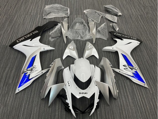 Descuento Carenados Moto Suzuki GSXR 600 / GSXR 750 2011-2024 - Blanco Plata Azul Negro