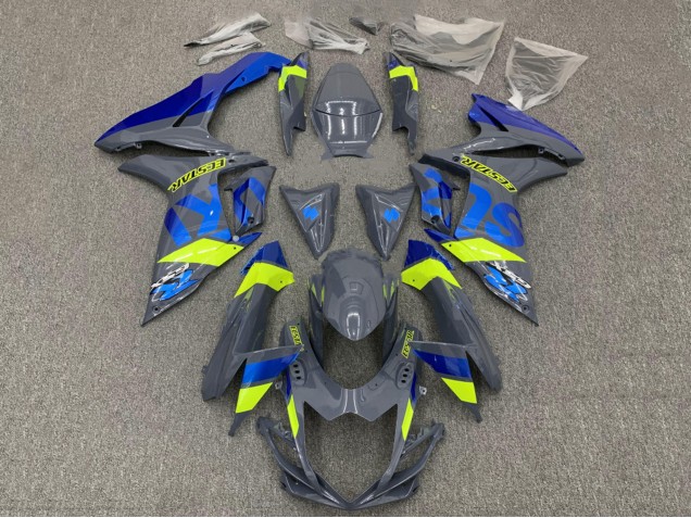 Descuento Carenados Moto Suzuki GSXR 600 / GSXR 750 2011-2024 - Nardo Gris Oscuro Azul Fluorescent Amarillo