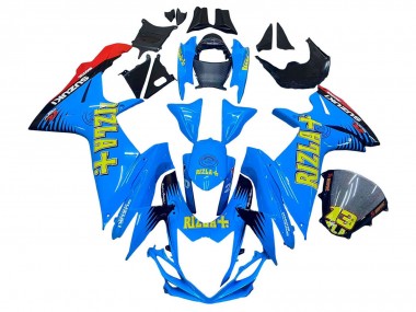 Descuento Carenados Moto Suzuki GSXR 600 / GSXR 750 2011-2024 - Azul Oro Rojo Negro Rizla