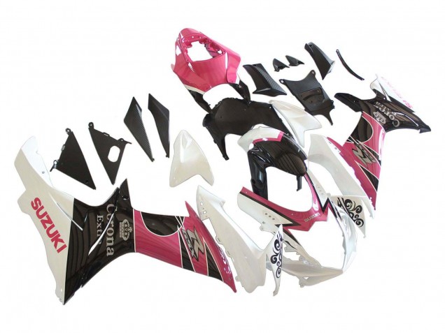 Descuento Carenados Moto Suzuki GSXR 600 / GSXR 750 2011-2024 - Blanco Rosa Negro Corona
