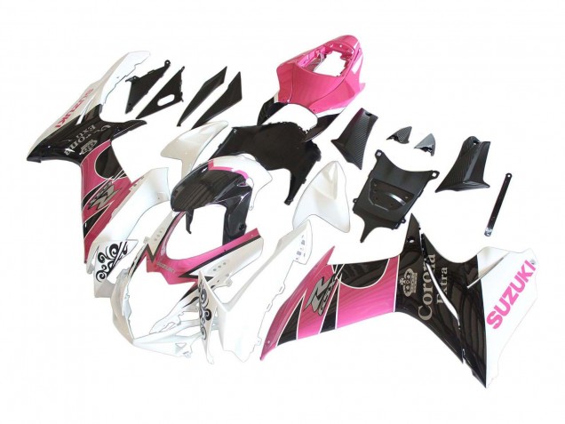 Descuento Carenados Moto Suzuki GSXR 600 / GSXR 750 2011-2024 - Blanco Rosa Negro Corona