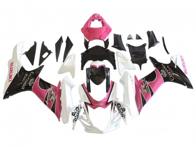 Descuento Carenados Moto Suzuki GSXR 600 / GSXR 750 2011-2024 - Blanco Rosa Negro Corona