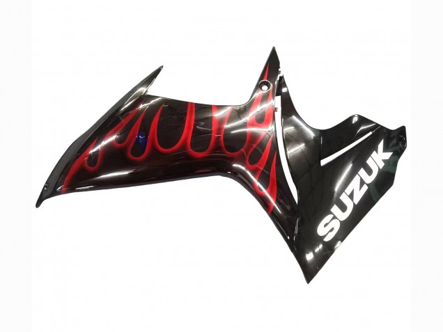 Descuento Carenados Moto Suzuki GSXR 600 / GSXR 750 2011-2024 - Negro Brillante Rojo Llama